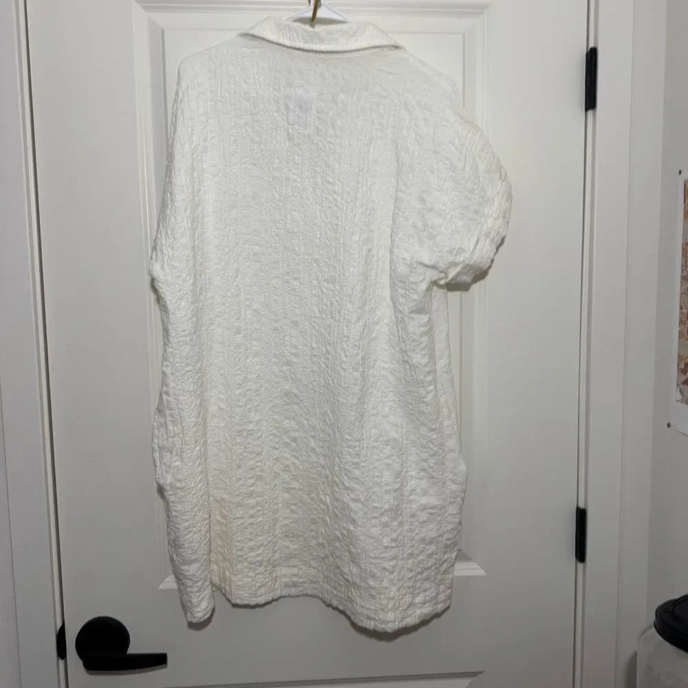 NWT Abercrombie & Fitch White Textured Button Through Shirt Dress - Picture 3 of 8